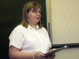 Белякова Мария выступает с защитой дипломного проекта